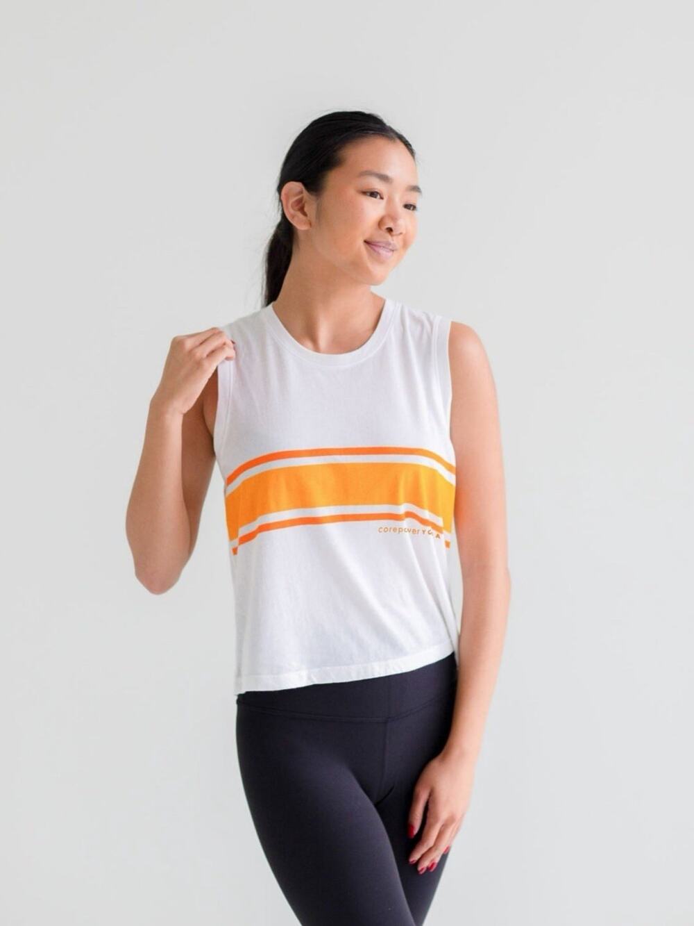 Sundry X CorePower Women’s Orange Stripe Athletic Tank Top Small
